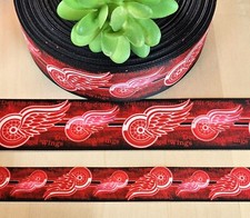 7/8 & 1.5 (1 YD) Detroit Red Wings Hockey Grosgrain Ribbon
