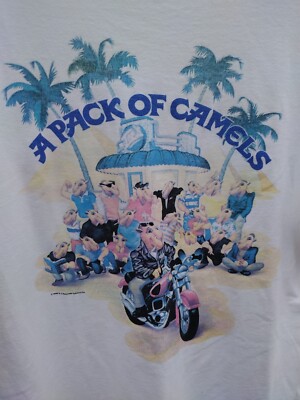 VTG  1990 Joe Camel A Pack Of Camels Cigarette Promo Pocket T-Shirt Men s XL 