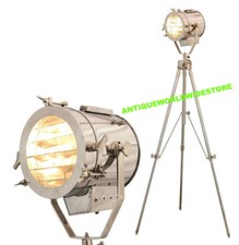Nautical Tripod Large Light Design Chrome Floor Spotlight With Revolving Tripod