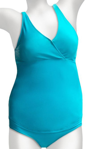 NEW BELLY BASICS MATERNITY TANKINI SWIM SUIT TURQUOISE  WOMENS L 12-14 FREE SHIP - Picture 1 of 7