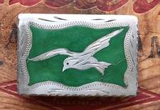 Vintage Hand Made Engraved Bird Inlay Western Belt Buckle