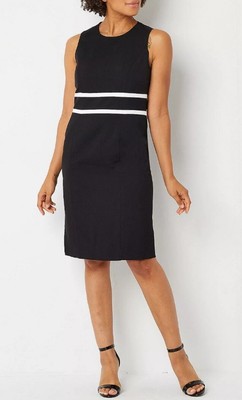 NWT Women's Black Label by Evan Picone Sleeveless Contrast Trim Sheath Dress 6