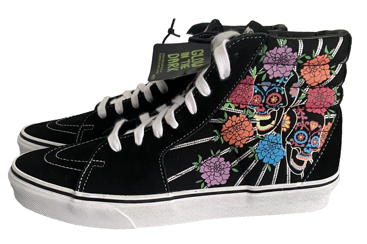 Vans Sk8 Hi Dia De Muertos Shoes Men's 10 Black Skulls