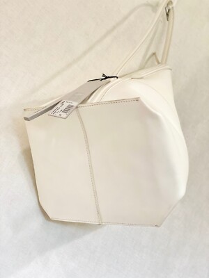 New. RICK OWENS UNISEX BUCKET WHITE LEATHER SHOULDER BAG