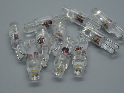 10 x Led Weiß 12V Sockel T5 W2x4.6d Glassockellampe