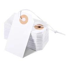 100 Pack White Gift Tags with Elastic String Marking Hang Tags Attached Reinf...