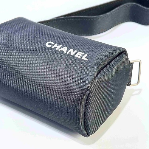 CHANEL Vintage Logo Shoulder Bag Pouch Nylon Grey Box Women s Bag Beauty - Picture 11 of 13