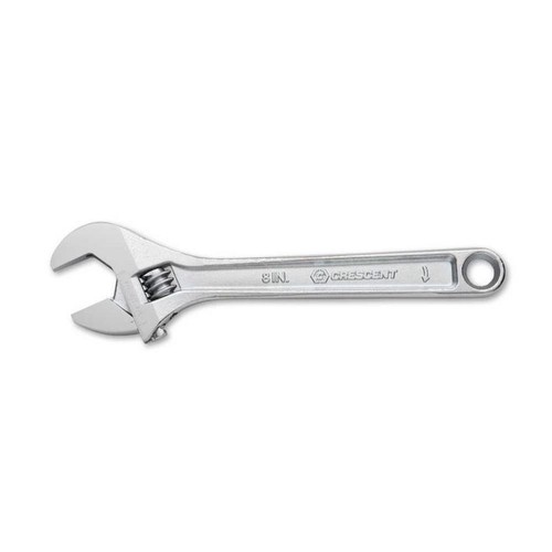 Adjustable Wrench, 8 in OAL, 1-1/8 in Jaw, Steel, Chrome, Non-Cushion Grip Handl - Picture 3 of 12