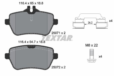 Textar 2507101 brake pad set, disc brake for Mercedes-Benz