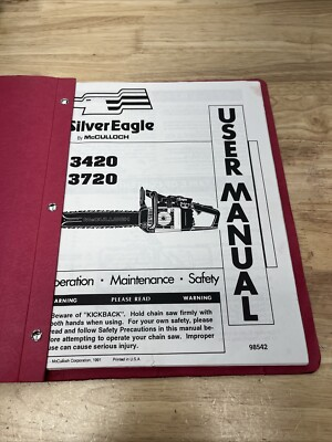 #ad #ad Original 1991 Silver Eagle By McCulloch 3420 3720 Chain Saw User Manual $19.99