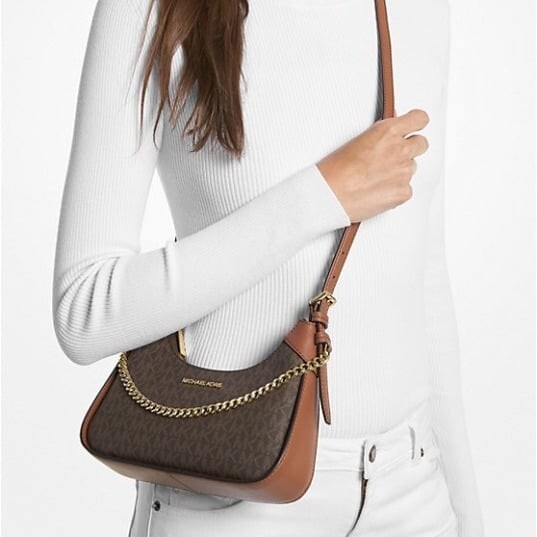 Michael Kors Wilma Small Signature Logo Crossbody Bag Brown | eBay