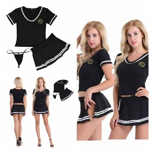Mujeres Vestido elegante traje de ropa los estudiantes Escuela Animadora  Disfraz Uniforme de juego de rol | eBay
