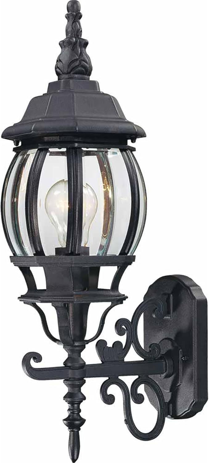Volume Lighting Black Outdoor Coach Light Sconce Hardwired Beveled Glass Shade