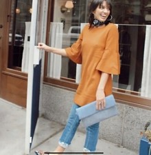 Women's S Small Anthropologie Moth Chester Mustard Flare Sweater Dress