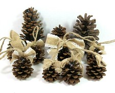 LOT of 10 PINECONE Pine Cone Christmas ORNAMENTS Burlap Lace From 5.5" to 2.5"