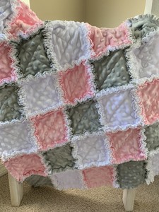 pink and gray baby blanket