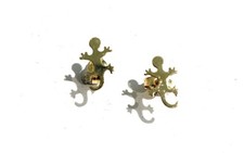 Boucles D'Oreilles à Clous Porte- Fortuna Gecko or Jaune 18 KT Ambrees en Italy