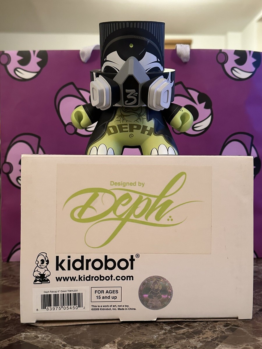 Deph kidrobot fatcap 6 inch green holy roller 2009 vinyl designer toy