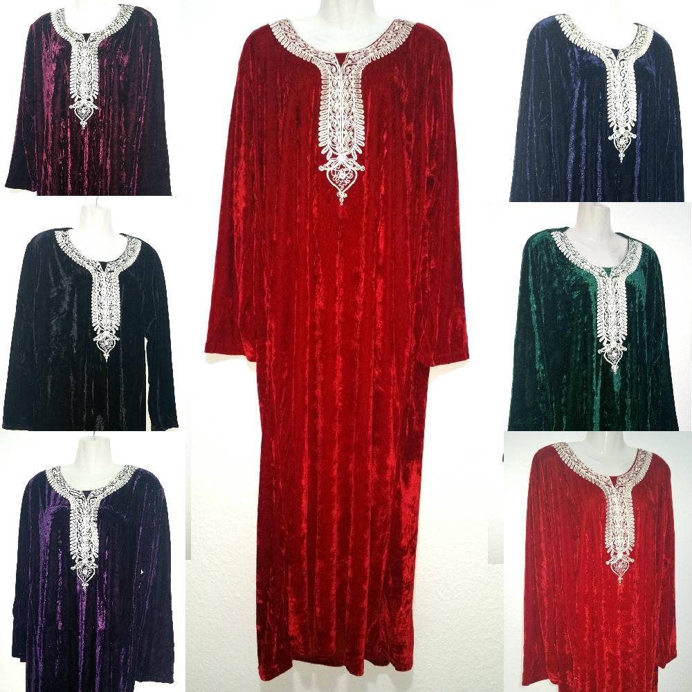 Abaya Maxi Dress Arabic Dress Jellaba Djelaba Velvet Gown Winter Dress L - 3XL-image