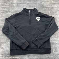 PINK Fleece Size L Womens Victorias Secret 1/4 Zip Pullover Black