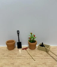 Dollhouse Accessories 1 12 Scale Mini Garden Tool Set with Clay Pots, Shovel, Ra