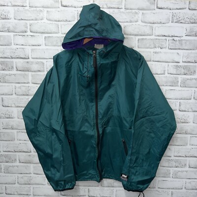 Helly Hansen Green Full Zip Nylon Windbreaker Jacket Mens Size M
