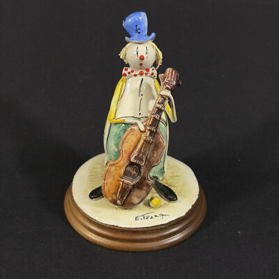 Vintage Emilio E. Tezza Figurine #336 - Clown Playing Instrument Italy