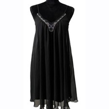 NWT Express Sleeveless Beaded Black Chiffon Dress Women’s Size Small