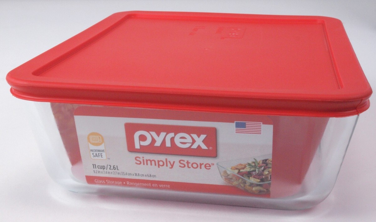 Pyrex Simply Store 11 cup Storage Container with Red Lid | eBay