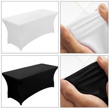 6ft 8ft Rectangle Table Housses Spandex Extensible Blanc Noir Fête Nappe