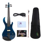 4 String Blue Electric Violin Kit 4/4 Sweet Sound Solid wood Free Case+Bow 