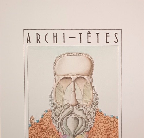Litografia senza cornice ""Antonio Gaudi"" di Louis Hellman - Serie architeti - Foto 5 di 5