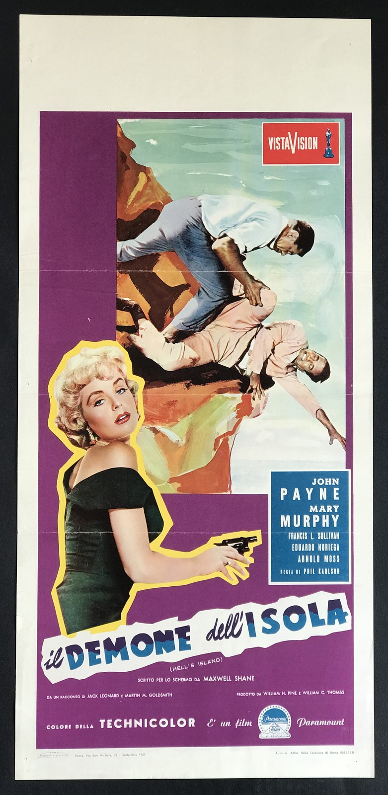 Locandina originale film Il demone dell'isola (1955) - Regia di Phil Karlson