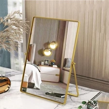 Desktop Vanity Makeup Mirror Portable Standing Mirror with Metal Stand 90°Adj...
