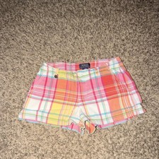 Polo Ralph Lauren Boys Classic Chino Plaid Cotton Shorts Size 8 Button