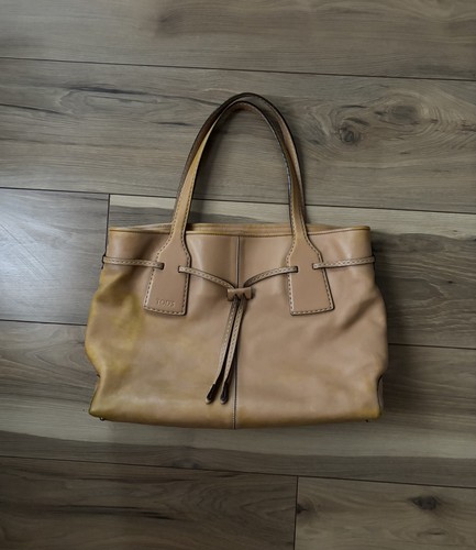 Tods Tote Bag Beige Leather 