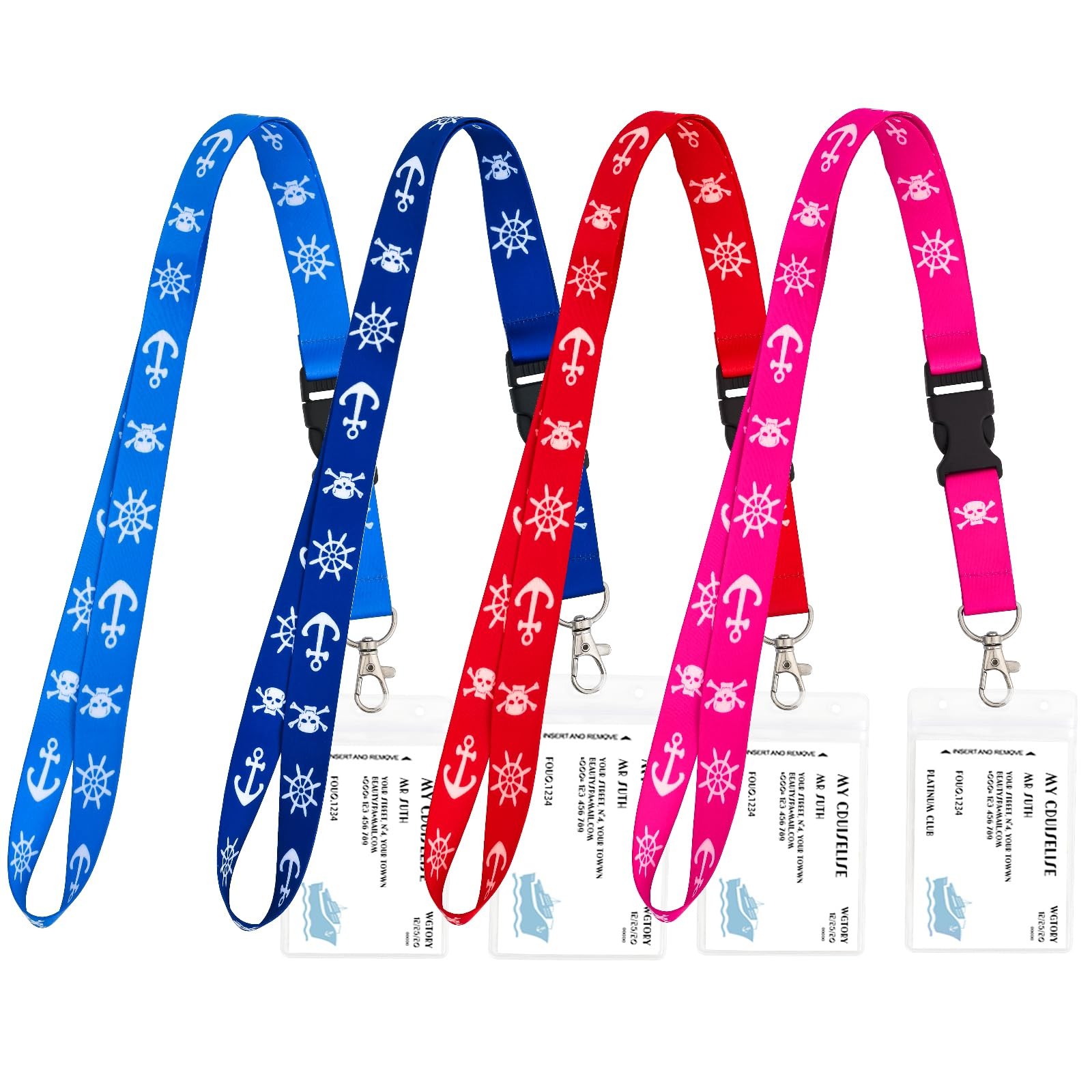 Qsszk Cruise Lanyards, 4 Pack Waterproof Cruise Lanyard with ID Badge Reel Ho...