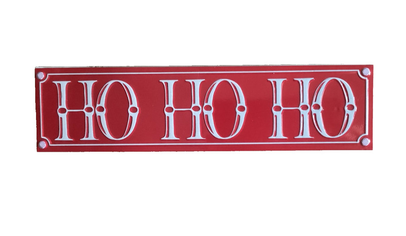 Ashland Sprinkle Shop Block Sign Ho Ho Ho with Pink White and Red Stripes - NEW