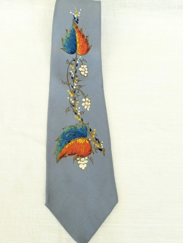 Vtg Penny's Towncraft Made Styled Hand Painted California Blue Fall Leaves 3.5" - Image 3 of 4