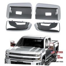 Side Tow Mirror Covers Caps Compatible with Chevy Silverado 2014-2019 Chrome