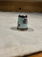 Antique Enameled Roses Sterling Silver Thimble Asprey Co LTD London 1913