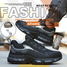 Men Non-slip Work Safety Steel Toe Shoes Rotating Buckle Indestructible Sneakers