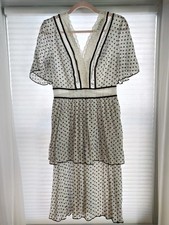 Nastygal Women's Black And White Midi Dress, Flare, Laced, Size 6
