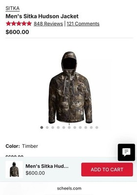 Sitka Hudson Jacket Optifade Timber Men s Large Brand New MSRP $600 Gore Tex