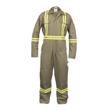 Flame Resistant FR High Visibility Hi Vis Coverall Khaki Small
