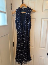 Lauren Ralph Lauren Polka Dot Ruffle Chiffon Dress Size 10