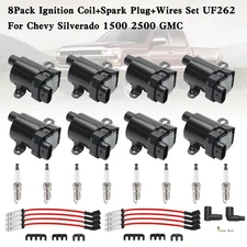 8Pack Ignition Coil+Spark Plug+Wires Set UF262 Fit Chevy Silverado 1500 2500 GMC