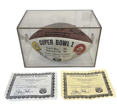 Bart Starr & Len Dawson Signed Super Bowl I Football NFL QB