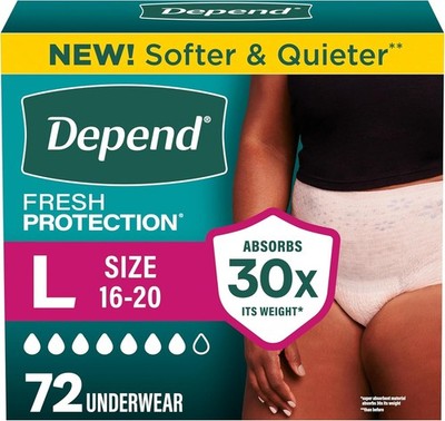 Depend Fresh Protection Adult Diapers, Incontinence Underwear for Women, Disposa