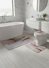 3pcs Bathroom Mat Set Non slip, Absorbent, Machine Washable, Geometric design